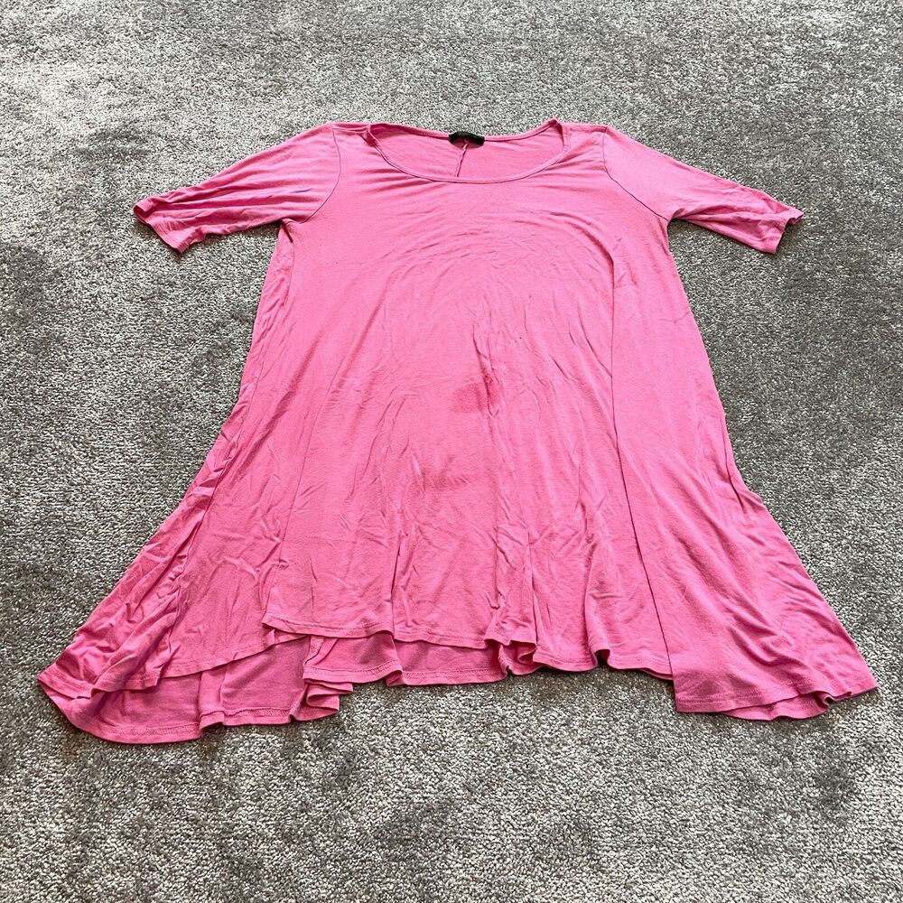 By Together A Line Shirt Dress Womens Medium Pink Midi Casual Soft 3/4 Sleeve